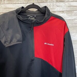 Columbia Bubba Wallace Mens XXL Pullover Sweatshirt 1/2 Zip Black Red Performanc